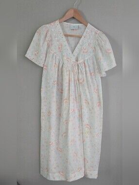Gilligan O'Malley Vntg Tie/Zip Floral Soft Lt Weight Moo Moo Gown L